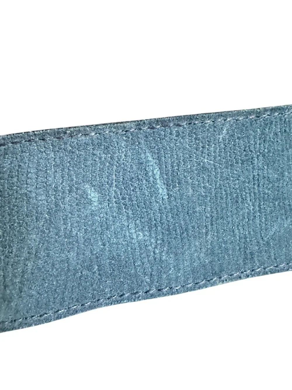 Women GIANNI VERSACE Blue Geometric Leather Belt Made In Italy Size 70/28